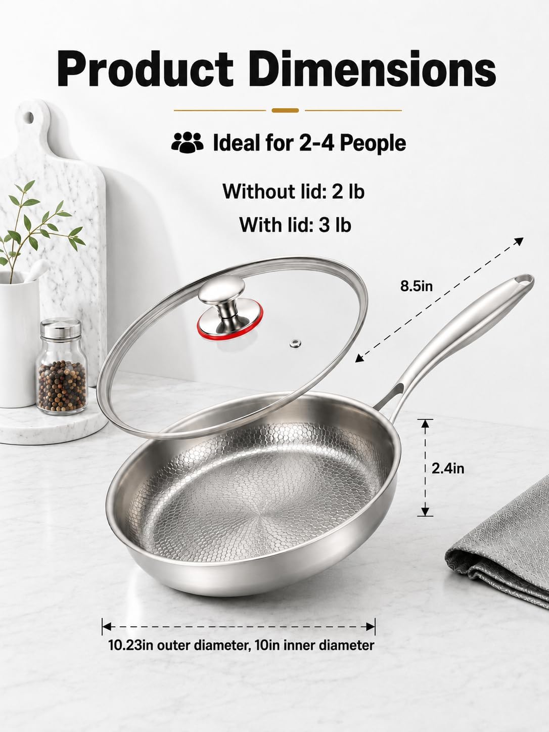 Titanium Pans for Cooking, Uncoated Titanium Pan - Free of PFAS/PFOA/PTFE