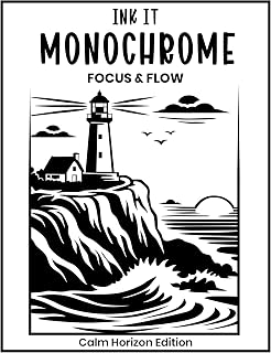 INK IT MONOCHROME: One-Color Stress Relief Coloring Book-Calm Horizon Edition(Kindle Scribe Only)