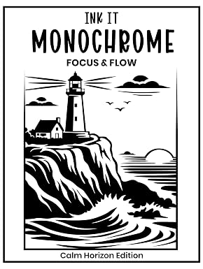 Ink it monochrome: one-color stress relief coloring book-calm horizon edition (только для Kindle Sscribe)