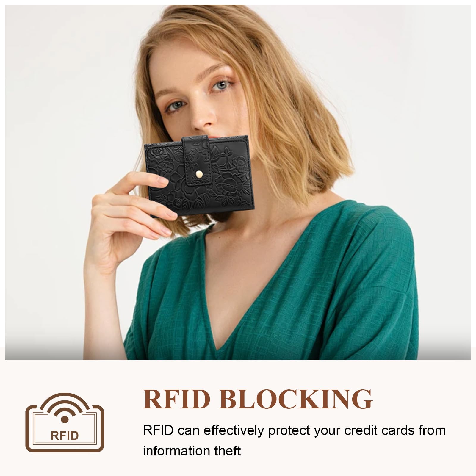 SENDEFN Portefeuille Femme Porte Monnaie Femmes avec Blocage RFID Portefeuille Moyen avec 16 Emplacements Porte Feuilles pour Femme Cuir avec Fermeture éclair Poche à Monnaie