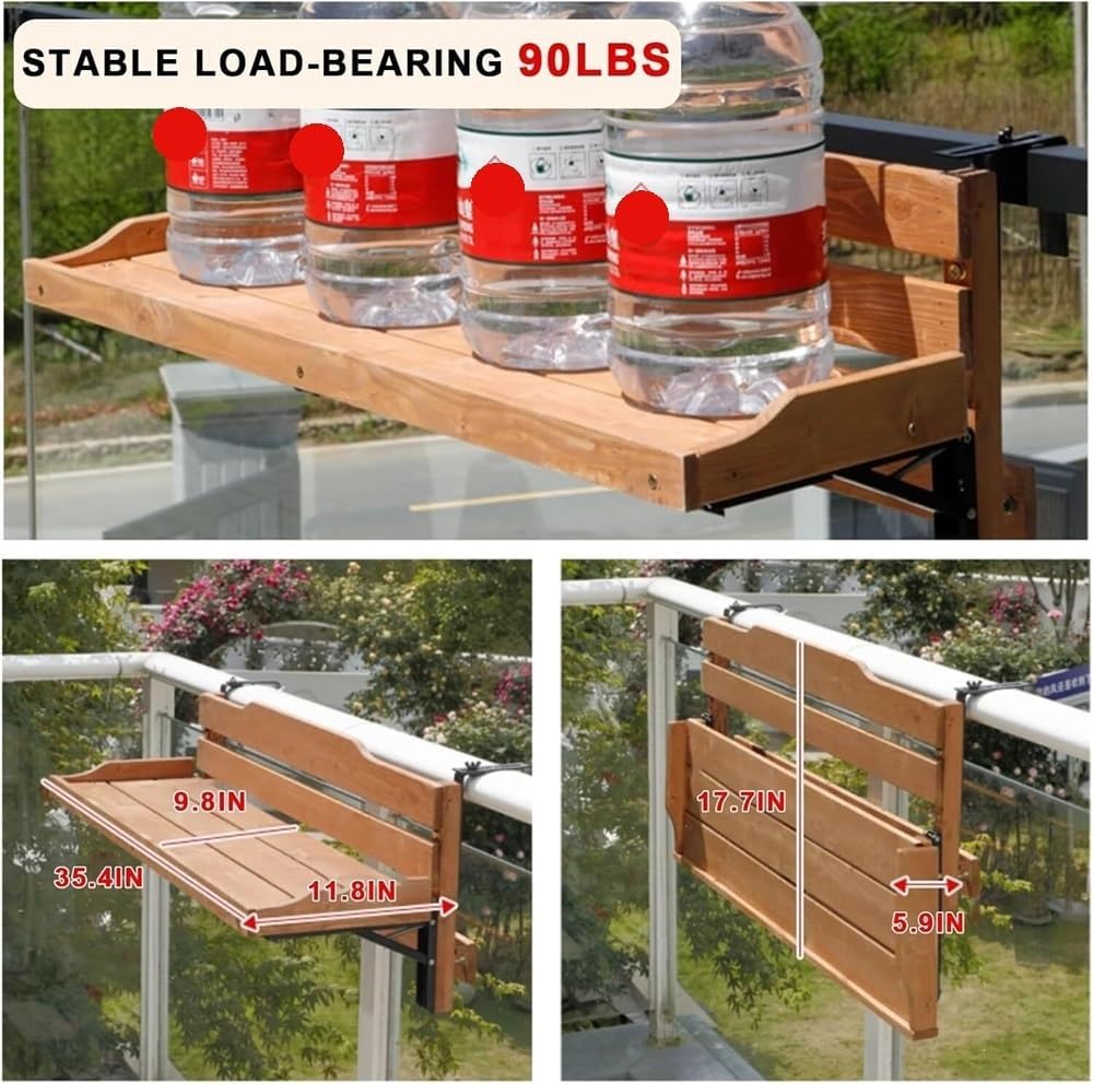 Outdoor Hanging Table for Balcony, Wall-Mounted Foldable Bar Table, Wood Waterproof Wall Desk Rack(47.2'')