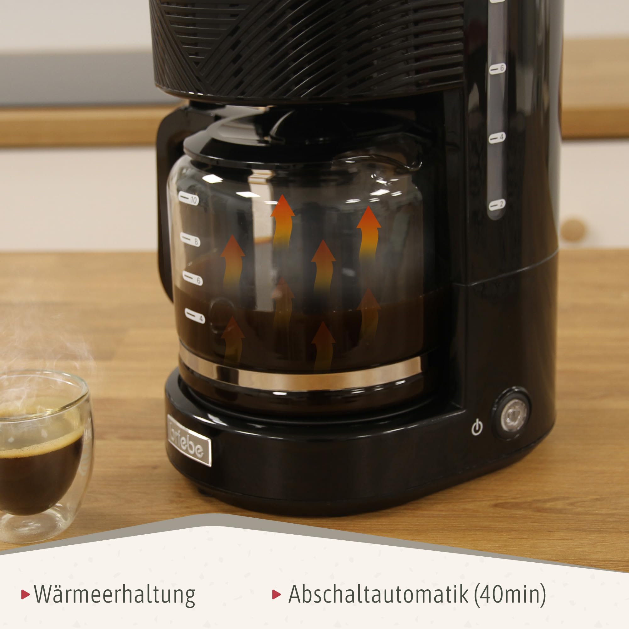 Briebe Elegance Set Brottoaster 2 Scheiben Wasserkocher 1,7L 2200W BPA-frei Filterkaffeemaschine 10 Tassen 1,25L Frühstückspack