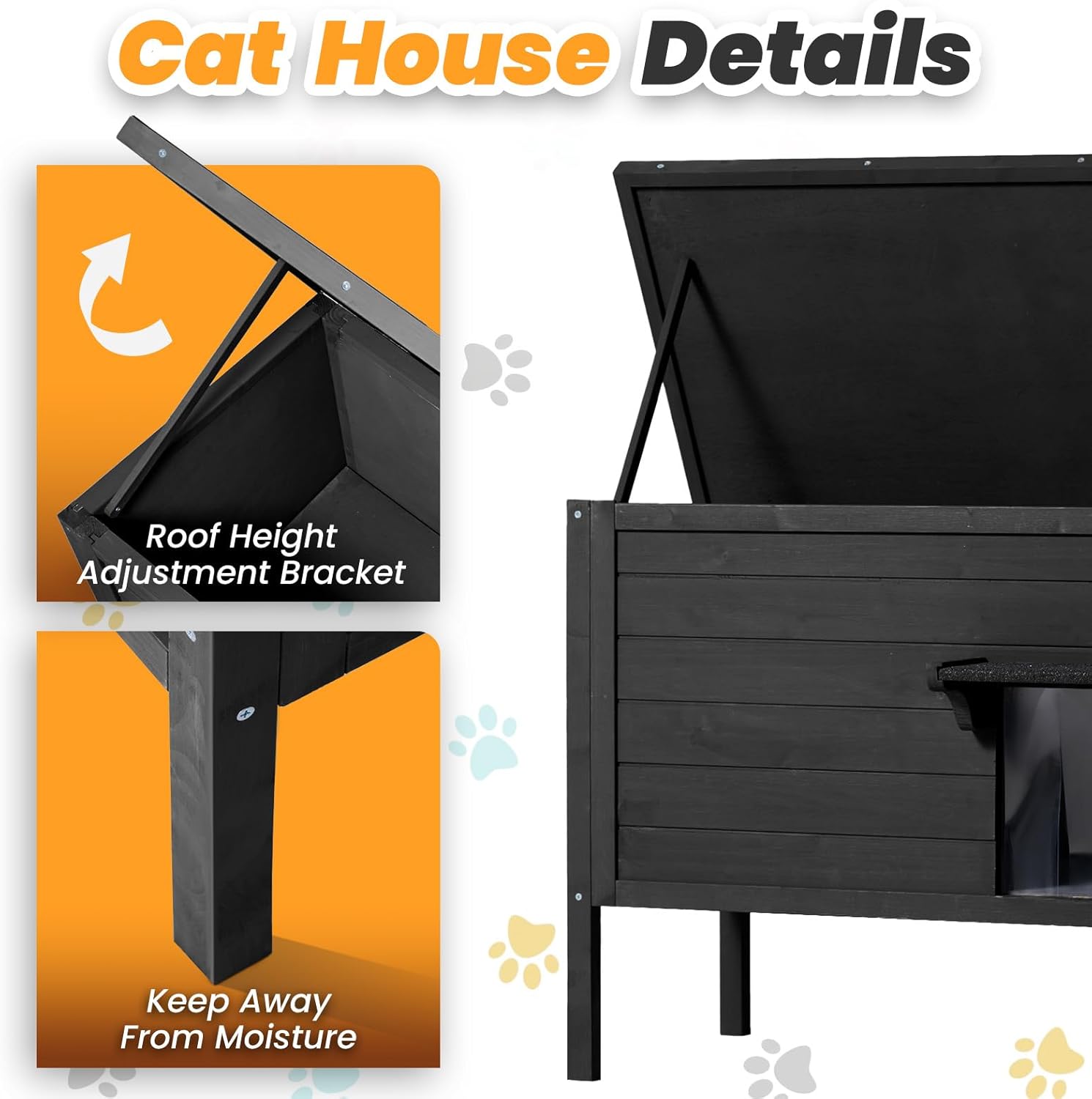 review Outdoor Cat House Weatherproof,Feral Cat House Enclosures with Insulated All-Round Foam Wooden Cat Condos for Winter Outside, PVC Door Flaps