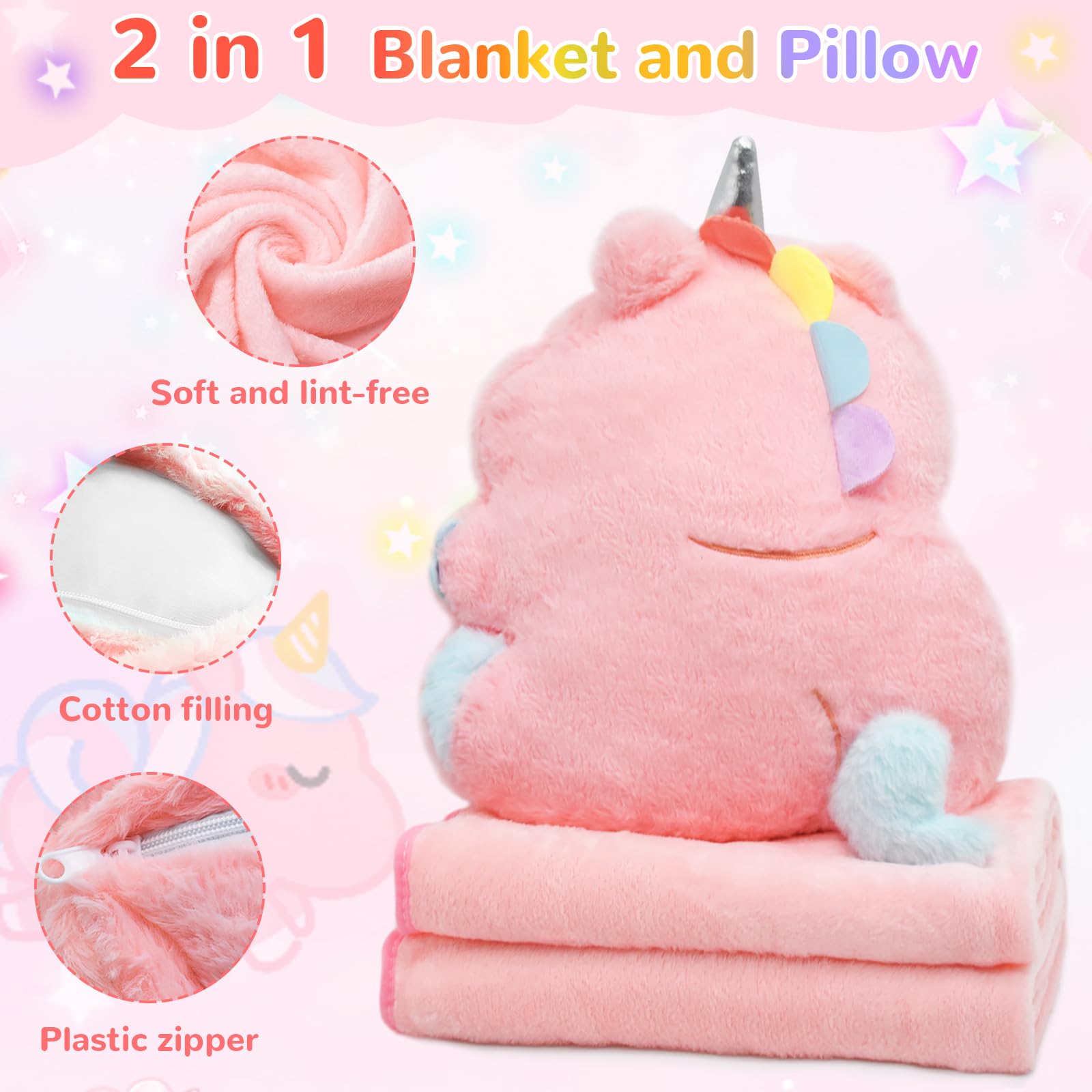 Cozyor Reiskussen & reisdeken, 2-in-1 met rugzakclip en kofferbevestiging, 170 x 100 cm, knuffelige reisset voor vliegtuig, auto en onderweg, voor volwassenen en kinderen