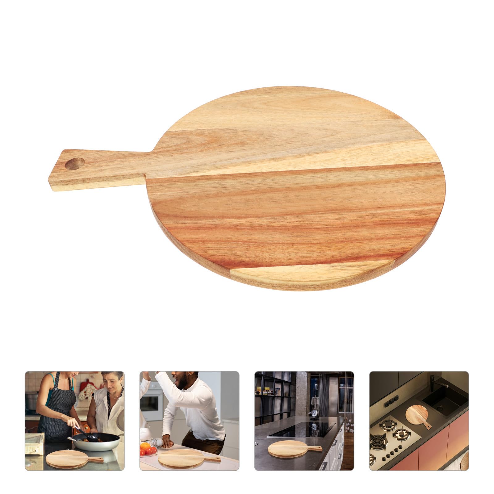 CRAFTHROU Tagliere Facile da Pulire Rotondo con Manico in Legno Resistente alle Crepe per, Formaggio e Domestica