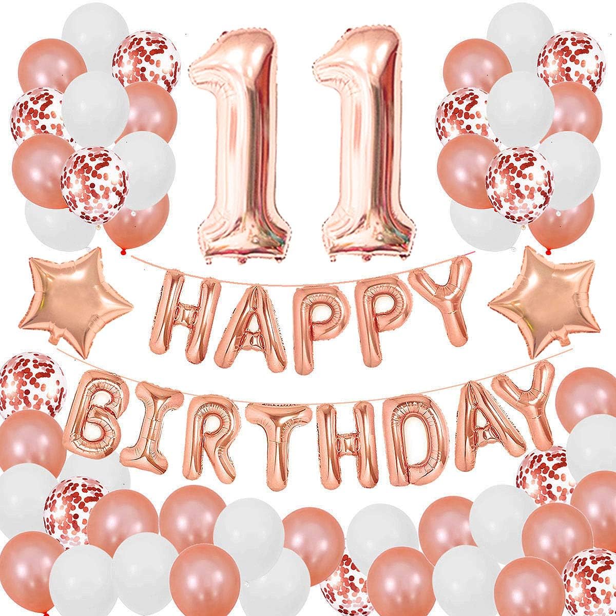 Amazon Com Succris 11st Birthday Decorations For Girls And Women 11st Birthday Decorations 11 Years Old Birthday Party Supplies Happy Birthday Banner Rose Gold Confetti Balloons Rose Gold Health Personal Care