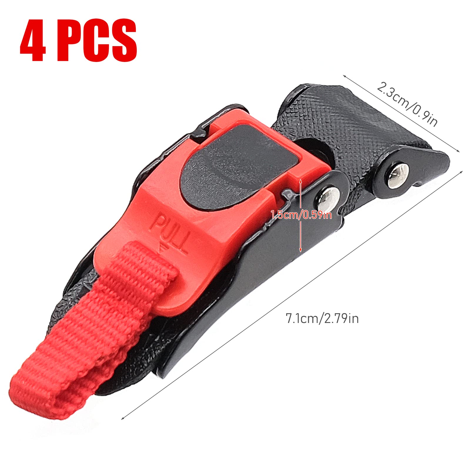 Boucle De Sangle De Casque Moto à Dégagement Rapide - Réglable 9 Positions - Plastique Renforcé Noir Et Rouge - 4