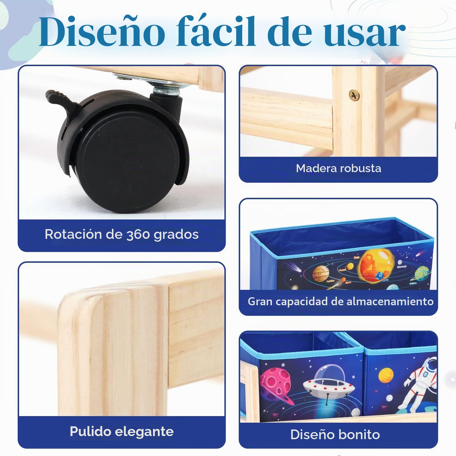 Armario de Almacenamiento para Niños, Almacenaje Juguetes con 6 Cajas, Estantería Infantil para Juguete de 3 Niveles, Caja de Juguetes para Habitación Infantil, Escuela, Guardería (Azul)