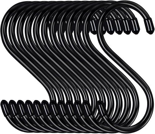 HiGift Paquete de 24 ganchos en S grandes de 5 pulgadas para plantas colgantes, ganchos en S recubiertos de vinilo negro, ganchos en S disponible en Yaxa Colombia