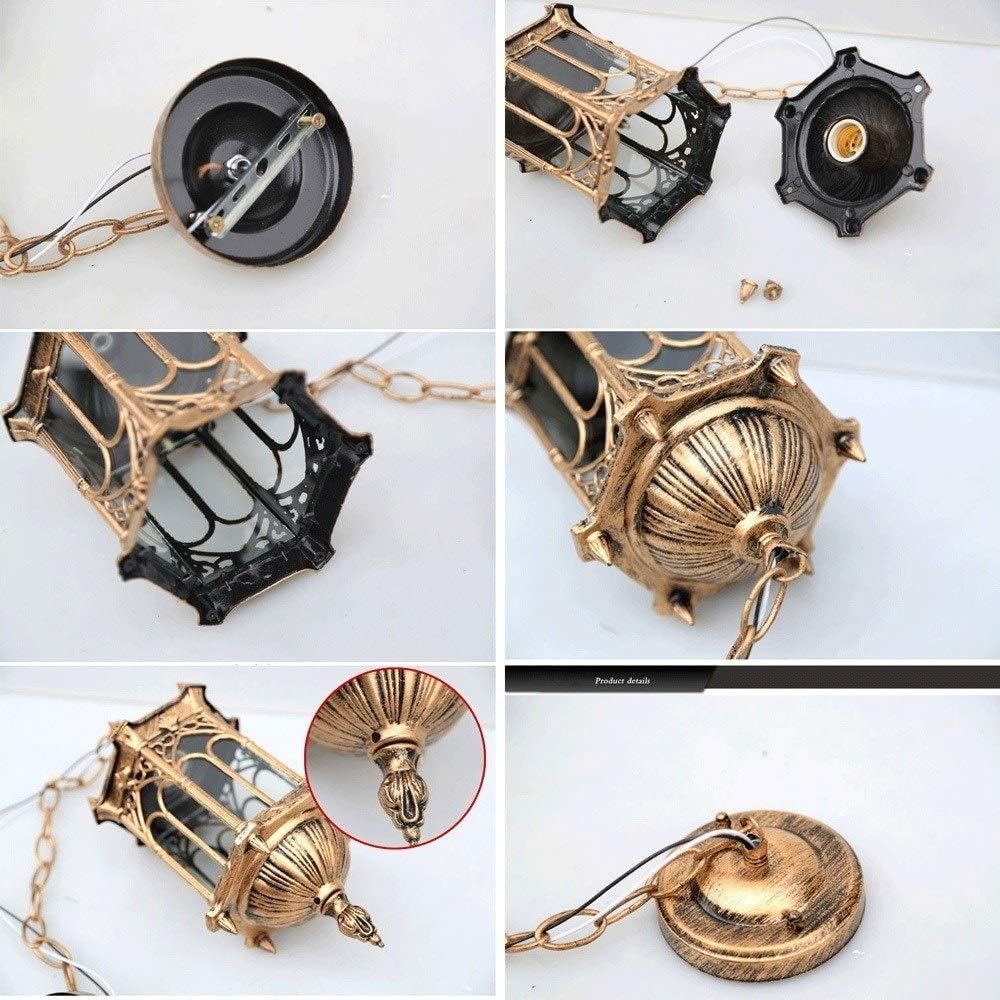 Waterproof Outdoor Pendant Lamp Industrial Retro Style Metal Decorative Chandelier Garden Courtyard Home Villa Lighting Ceiling Hanging Light E27 Adjustable Height Pendant Lights Flush Mount Lig