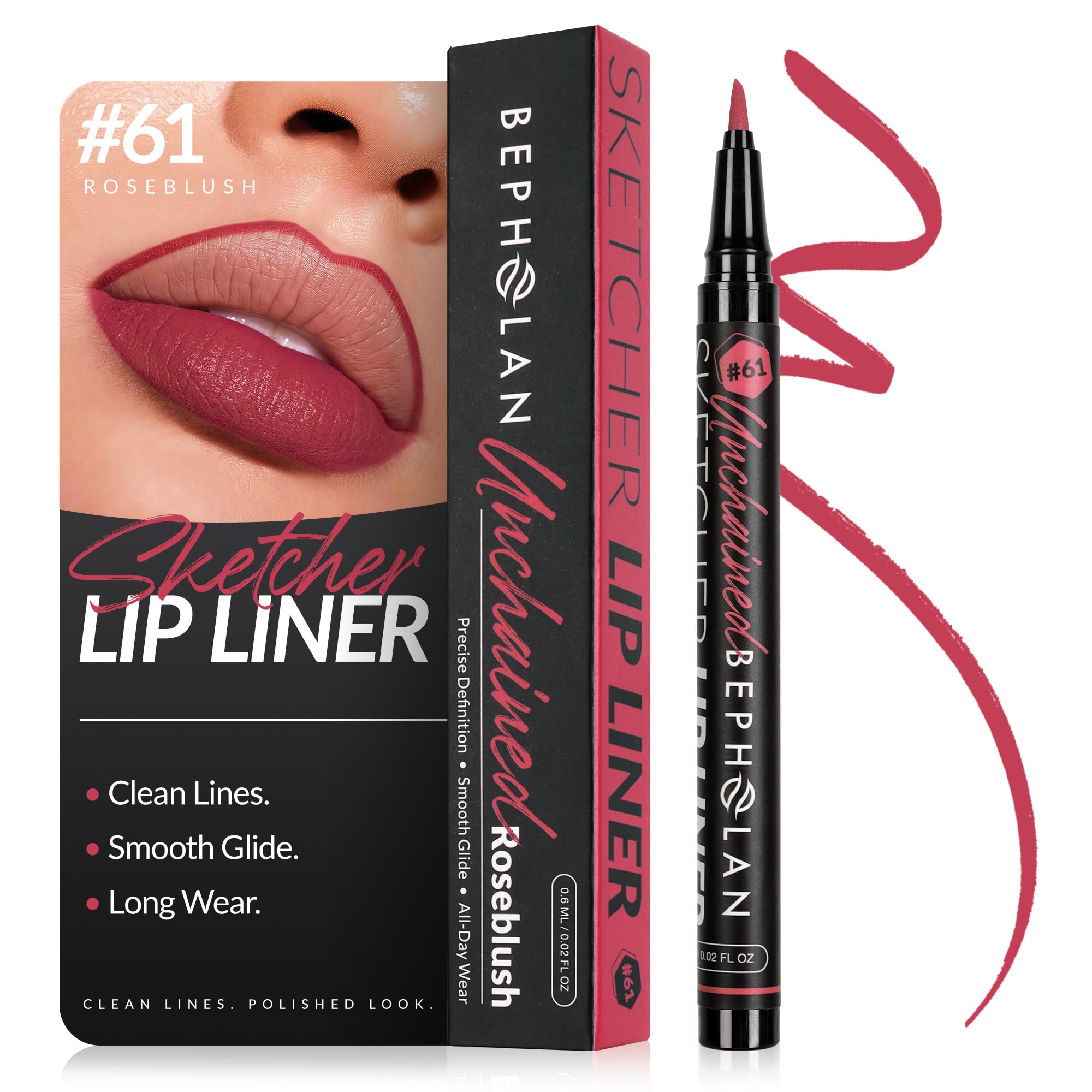 BEPHOLAN Liquid Lip Liner Lip Stain, Waterproof Seamless All-Day Lip Makeup