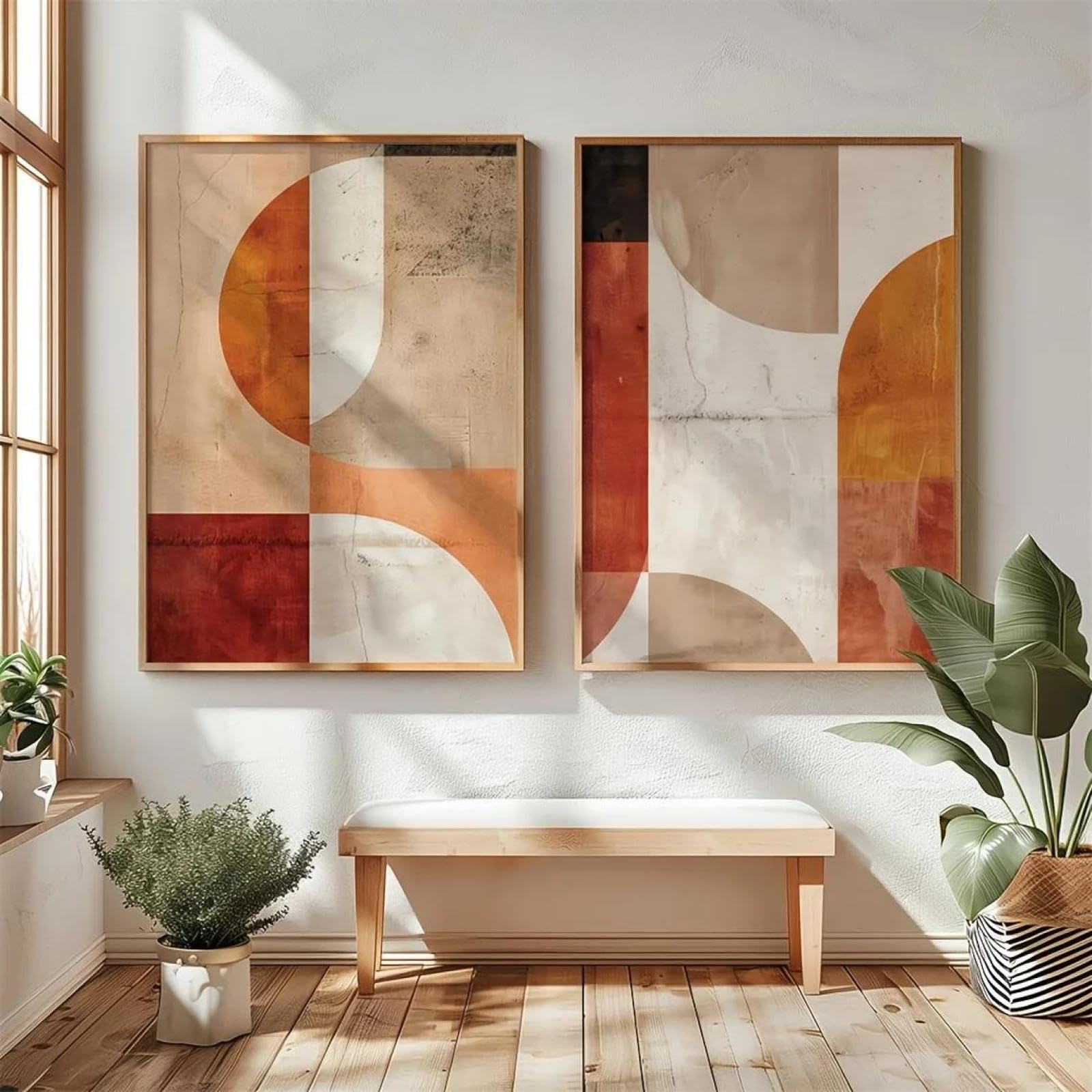 Baibexing Abstract Geometric Minimalist Canvas Paintings Poster Prints Wall Art Picture Living Room Home Decor 50X70Cmx2Pcs Unframed