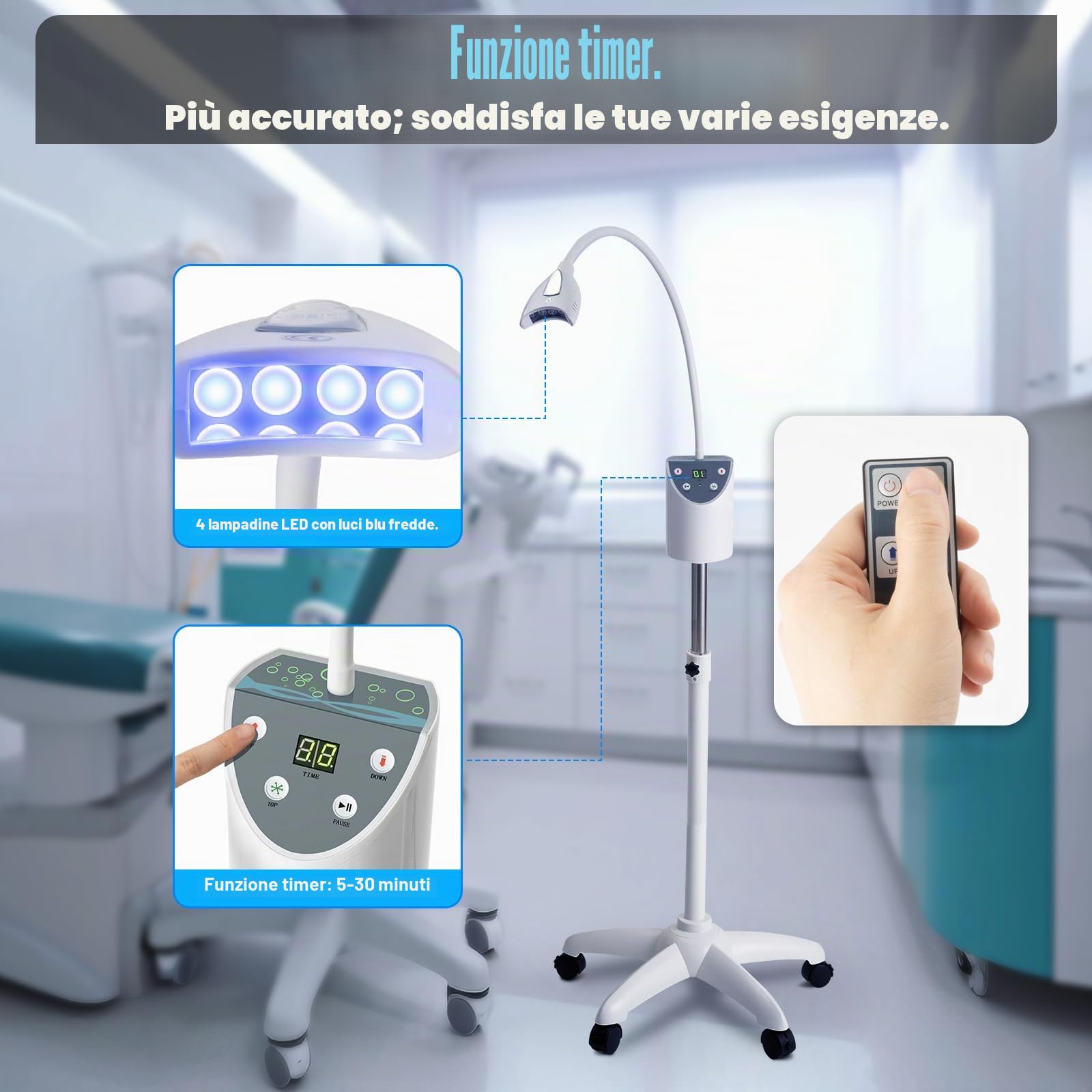 Macchina dentale sbiancante Mobile, Teeth Cool Accelerator Lampade professionali per sbiancamento dei denti con luce LED Teeth Bleaching Machine per il trattamento di denti fumosi, denti contenenti