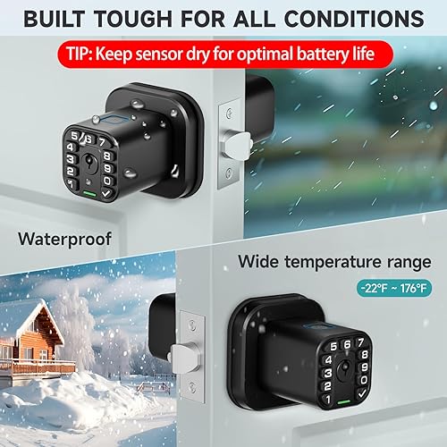 Miniatura 4 de Pomo de puerta de huellas dactilares, cerradura de puerta biométrica inteligente con teclado, perilla de puerta de código de entrada sin llave,