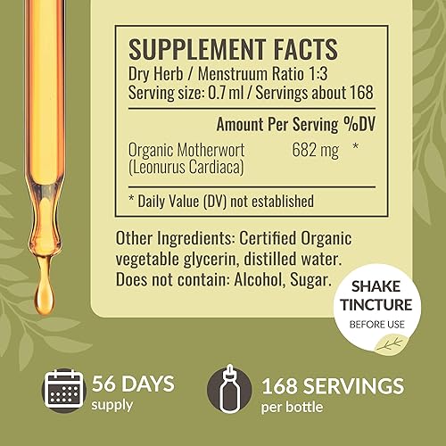 Miniatura 3 de HERBAMAMA Extracto líquido de Motherwort, 4 onzas líquidas, vegano, suplemento de hierbas orgánicas para apoyar la salud del corazón, la función