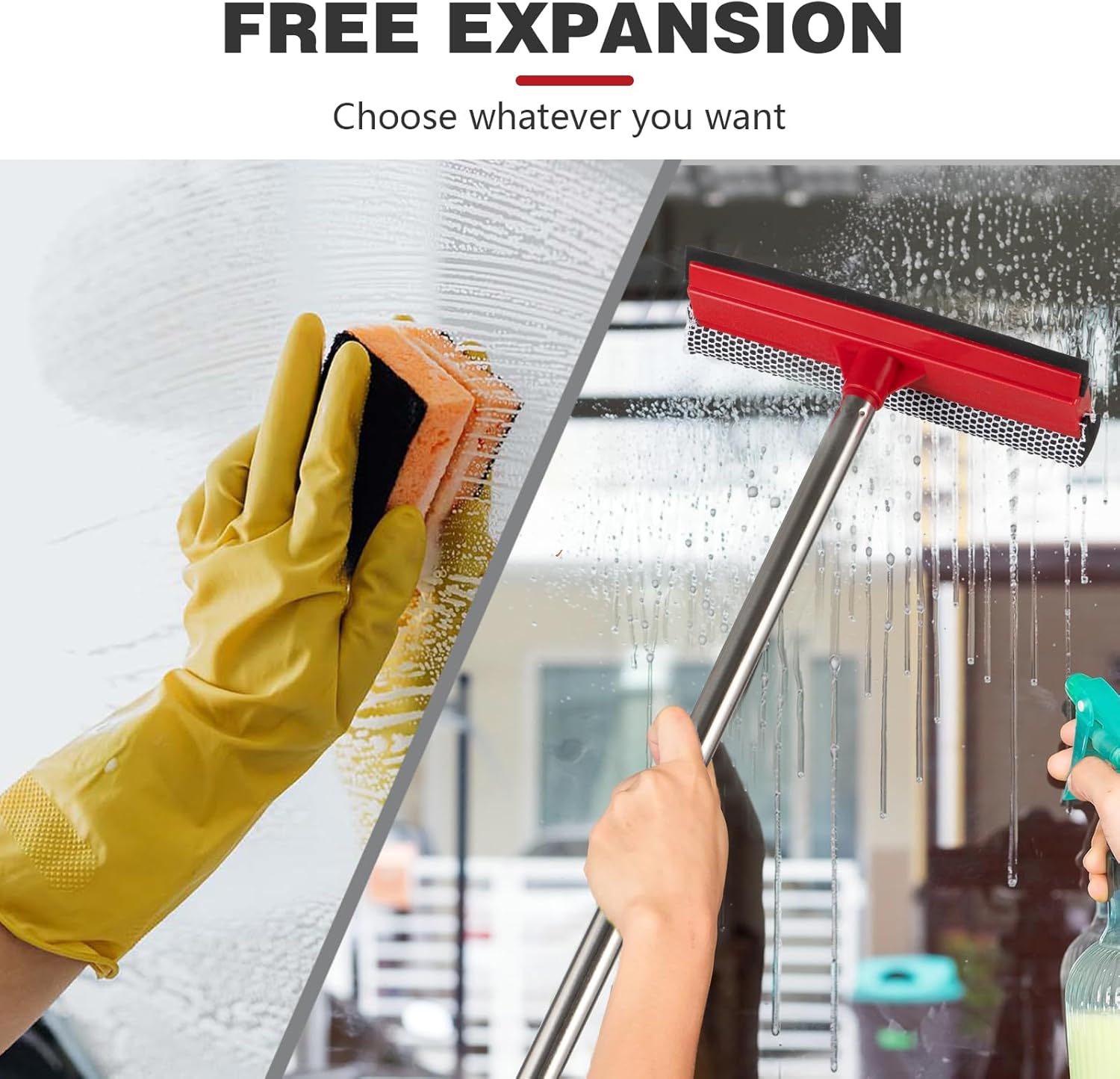 Window Squeee for Home and Car Cleaning, 1 Window Cleaner with Long