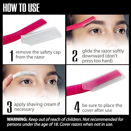Miniatura 7 de Tenive Maquinilla de afeitar para cejas  Recortadora de pelo de cejas y afeitadora con cubierta protectora Dermaplaning herramienta para mujeres, 6