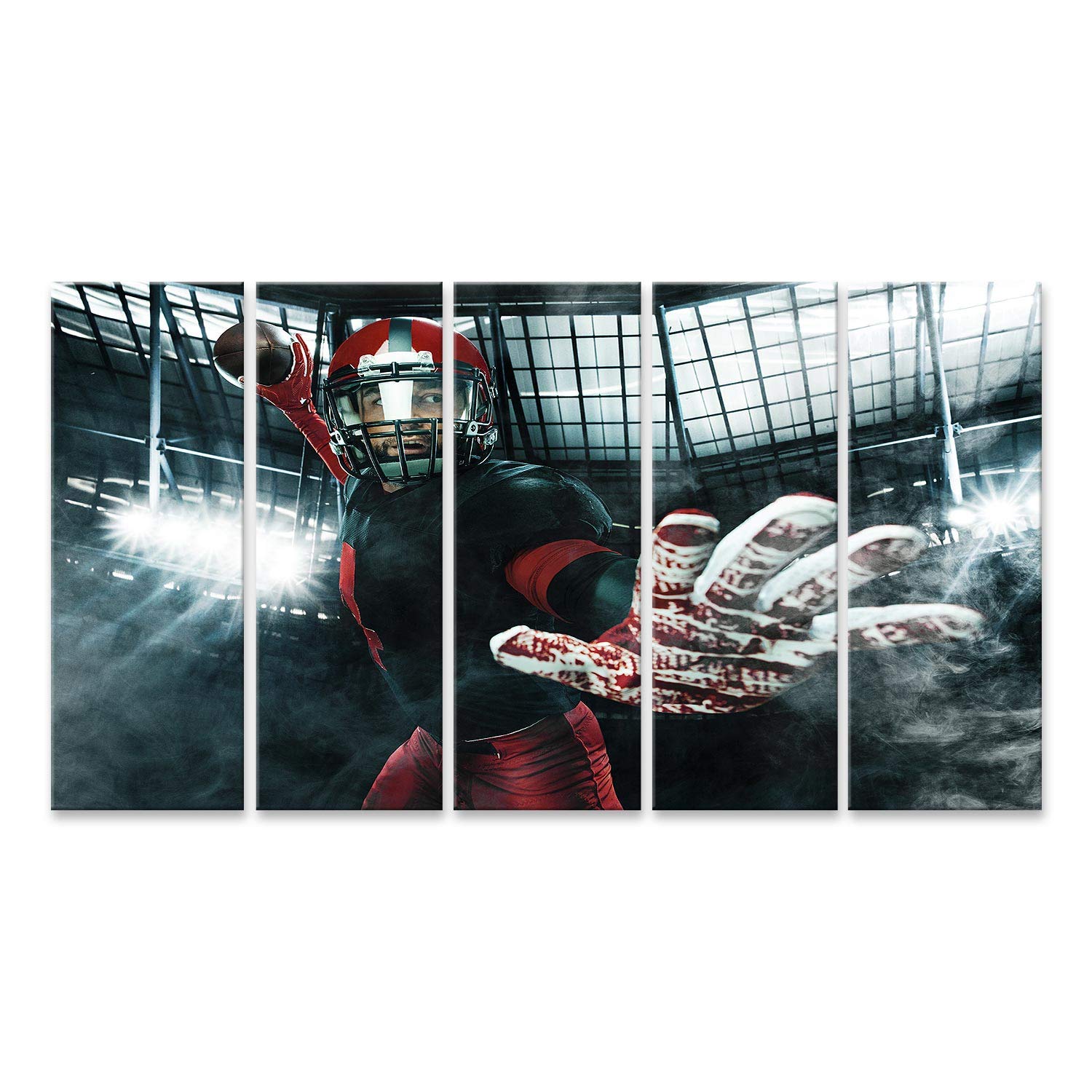 islandburner Quadro su tela Americano Football Giocatore Atleta Rosso Casco Stadio Sport M Immagini Murale Poster