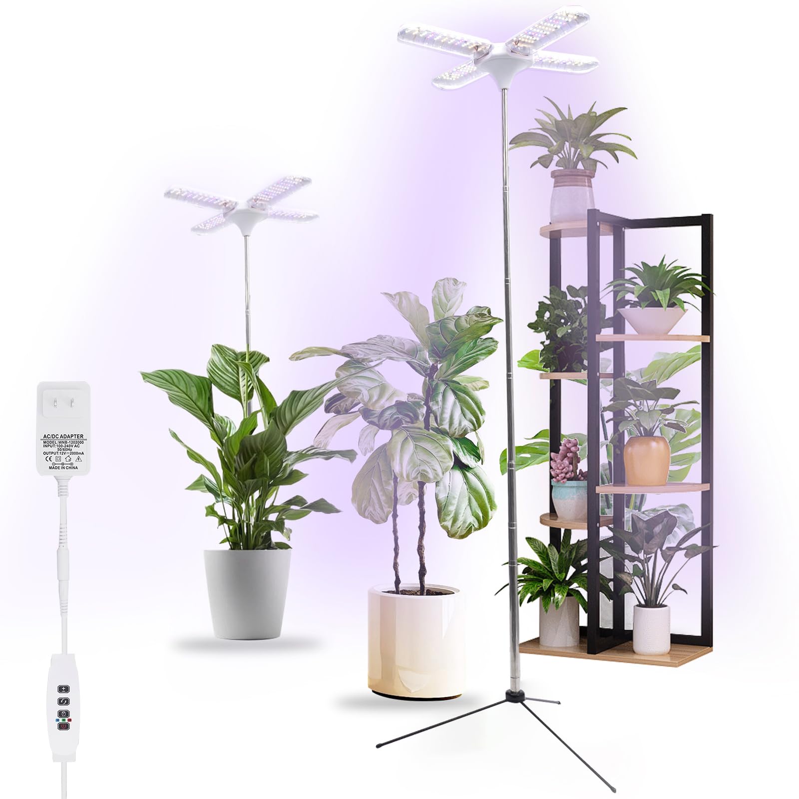 Lampa do roślin, stojąca, 240 diod LED, z timerem, 3 tryby oświetlenia, regulacja wysokości 40-170 cm