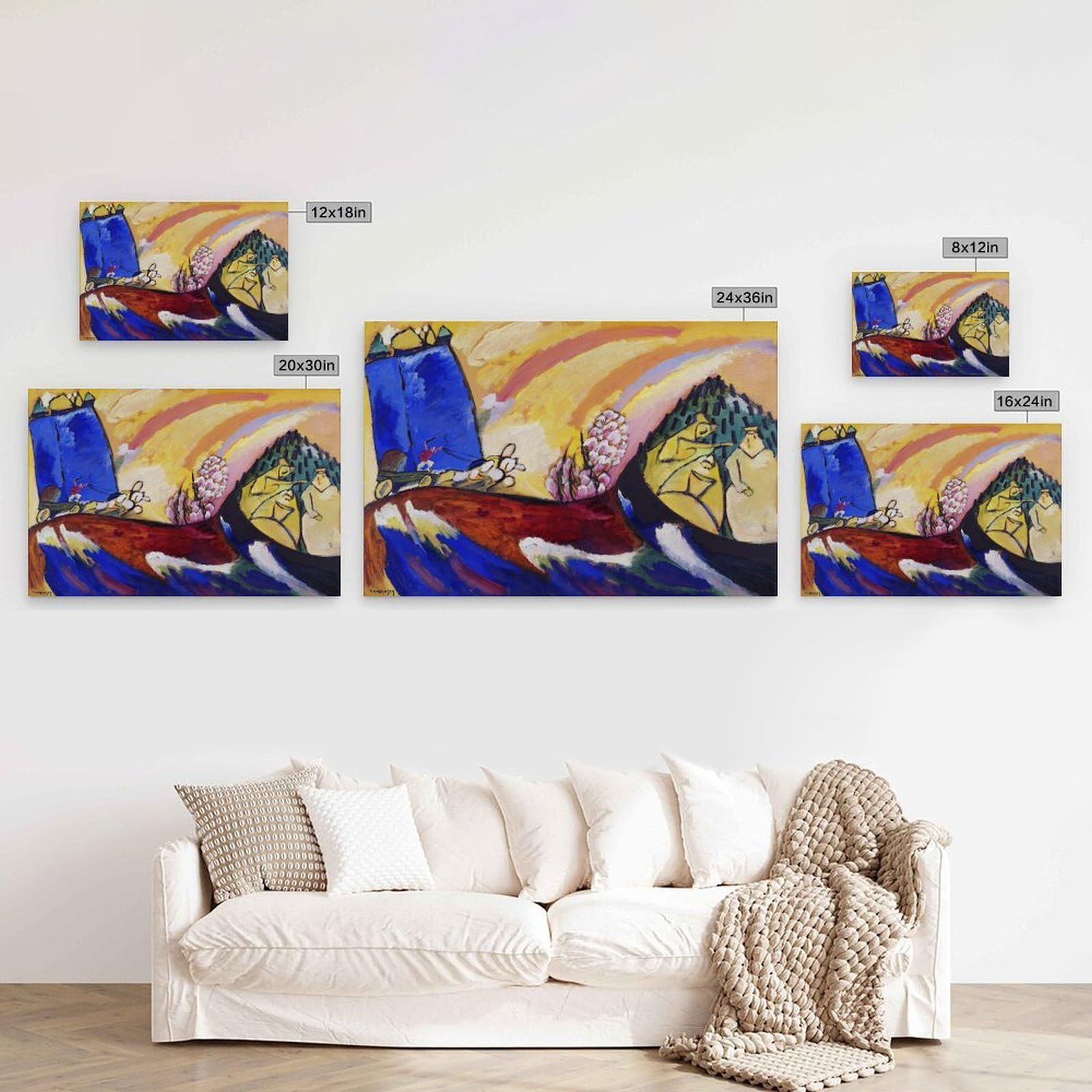 generisch Troika by Wassily Kandinsky, impresiones en lienzo modernas, pinturas decorativas para habitación de niños o niñas, murales para sala de estar y pinturas con motivos navideños, 60,5 x 91,4