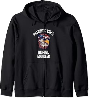 Biofuel Engineer Eagle July 4th American Flag USA Zip Hoodie