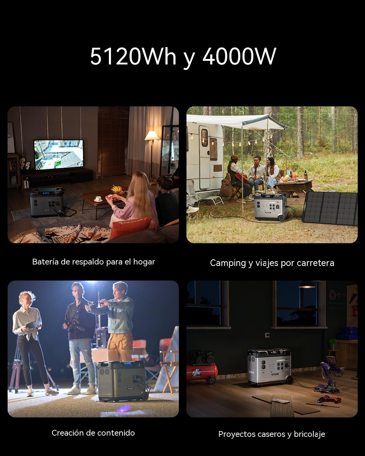 OUKITEL P5000PRO Estación de Energía Portátil 5120Wh Generador Solar 4000W Gran Capacidad Fuente de Reserva Máx Carga Solar 1000W Para Obras Autocar Cortes De Luz Largos