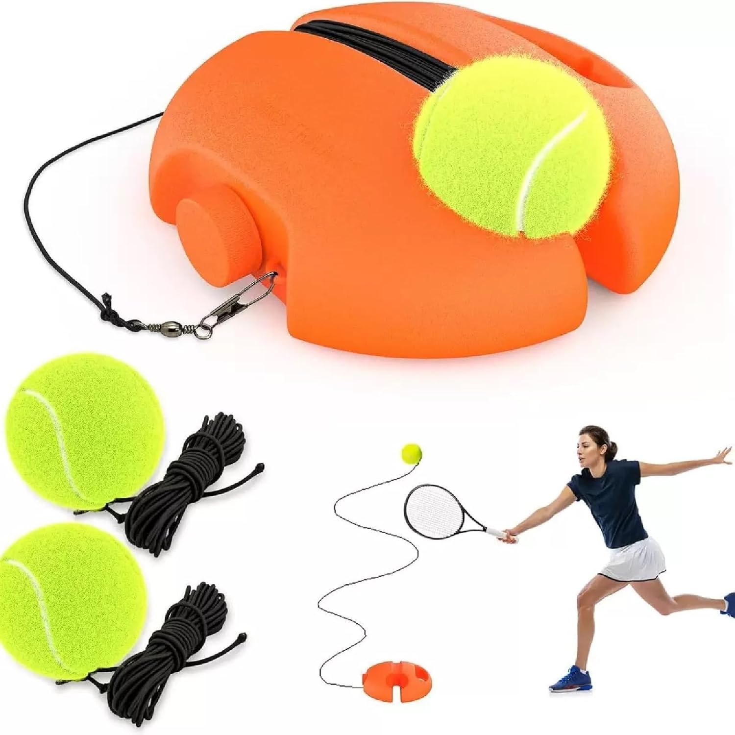 Tennis Trainer Set Tennis Practice Rebounder with String Solo Tennis Buddy Practice Equipment Several Replacement Rebound Balls Portable Tennis Practice Equipment for Adults & Kids
