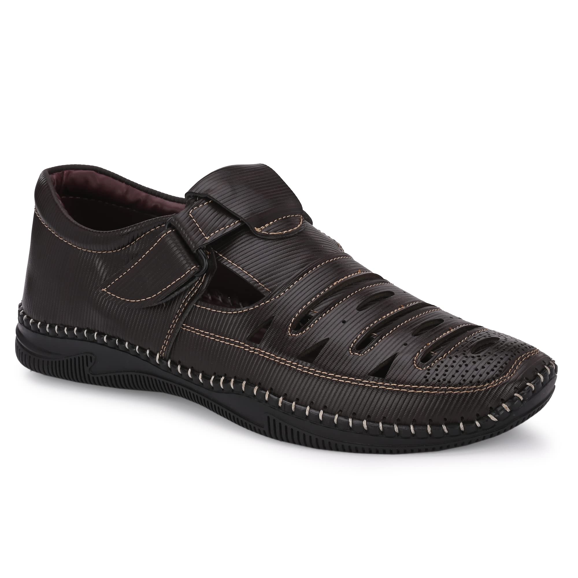 ROWLANS Mens Brown Synthetic Leather Stylish/Comfortable Velcro Sandals 6 (B0BZ54D4L5) Amazon Price History, Amazon Price Tracker