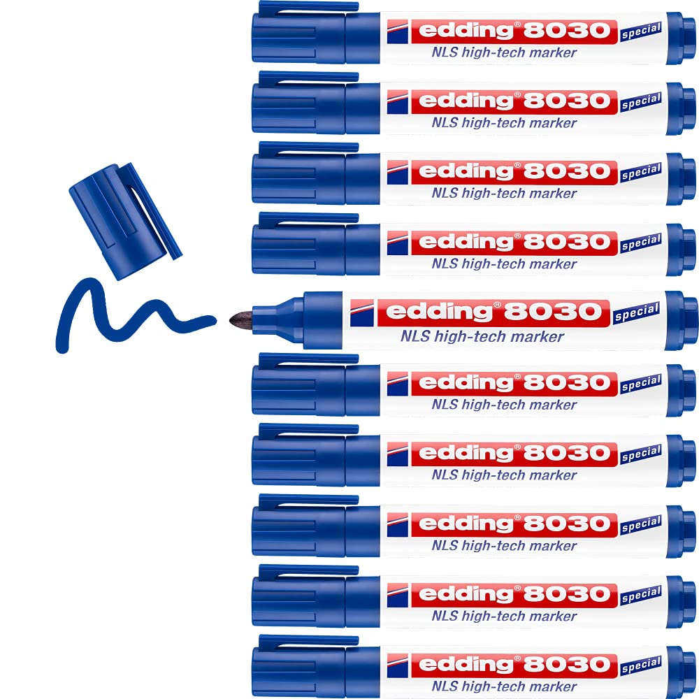 Edding 8030-10 Marcadores NLS High-Tech - Punta Redondeada de 1,5-3 mm - Azul