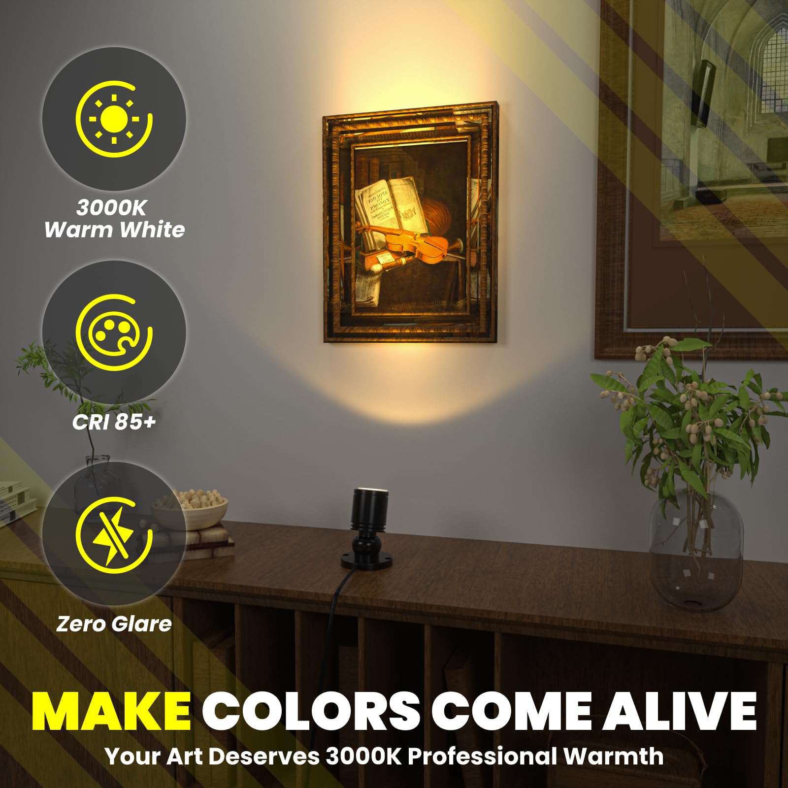 TobeBright Mini LED Spotlight Display Lights for Shelves, Indoor Display Case Light Small Spot Lights for Art Model Showcase, Accent Uplights for Plant Picture (Warm White-2 Pack)