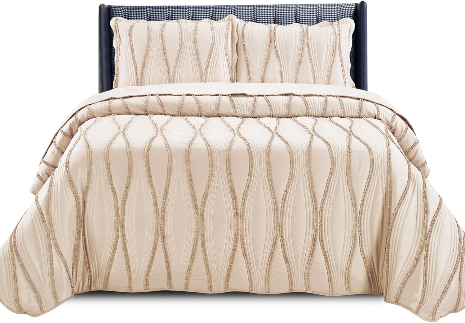 PHP Beautiful Quilted Bedspread Throw Embossed Frilled Pattern Quilt