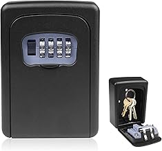 cassetta di sicurezza con codice a 4 cifre, portachiavi impermeabile e antiruggine, con combinazione, a parete per casa, garage, scuola, ufficio, palestra (nero)