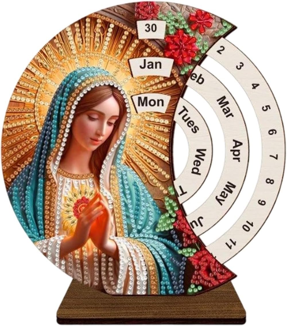 木製の永久カレンダー、7.09x7.48x2.36インチ、クリエイティブディスプレイ用のアートキット、毎日の追跡、装飾的なデザインと