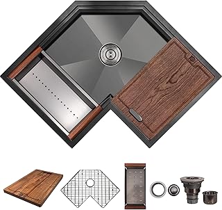 Strictly Sinks 30 Inch Corner Kitchen Sink Undermount– 16 Gauge Stainles...