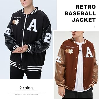 Men's College Jacket Transition Jacket Women's Leisure Jacket Harajuku Style Sports Jacket Streetwear Stand-Up Collar Autumn Spring with Pockets