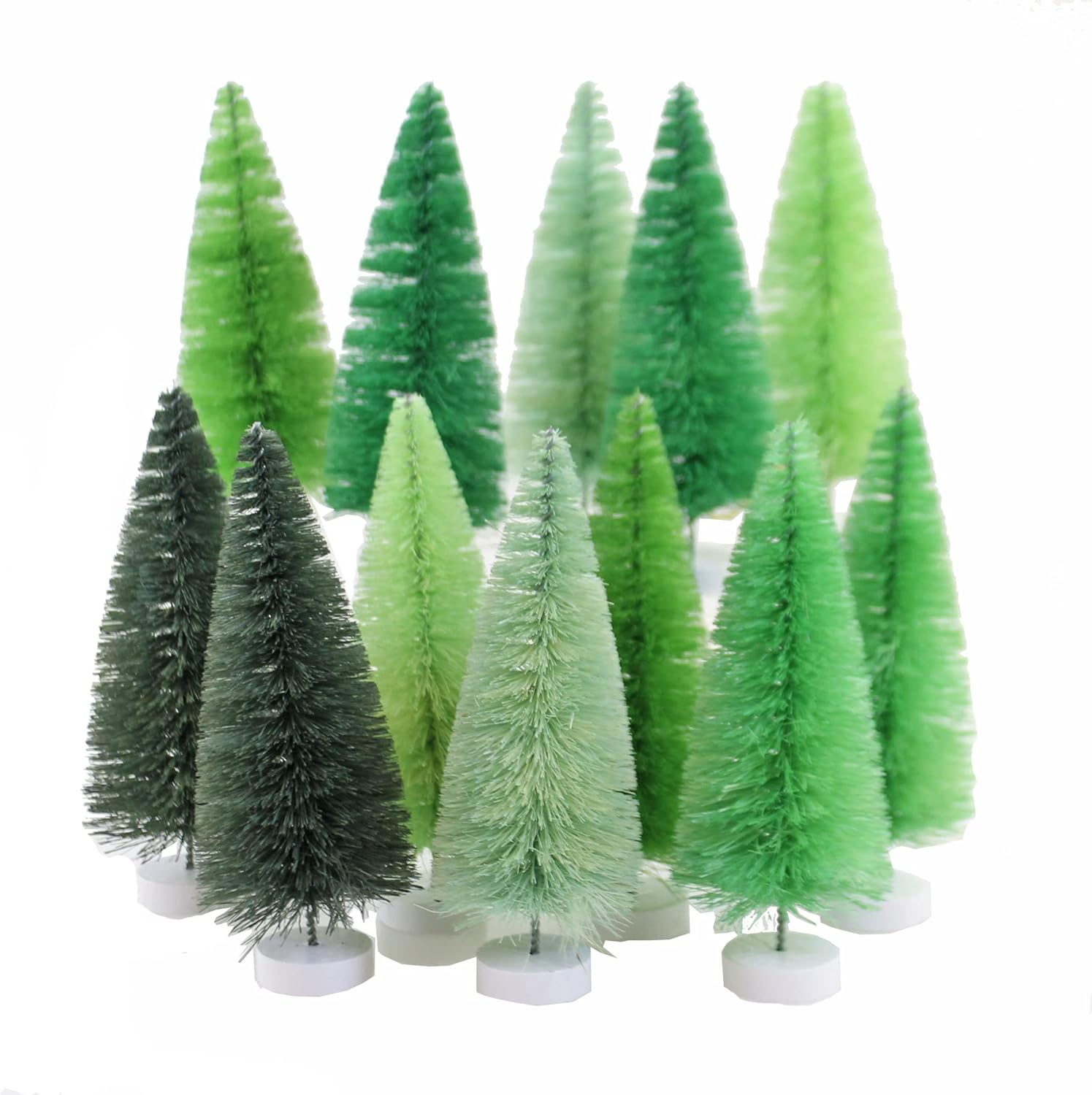 Cody Foster Green Hue Bottle Brush Trees Putz Village Christmas Bb98g Set/12