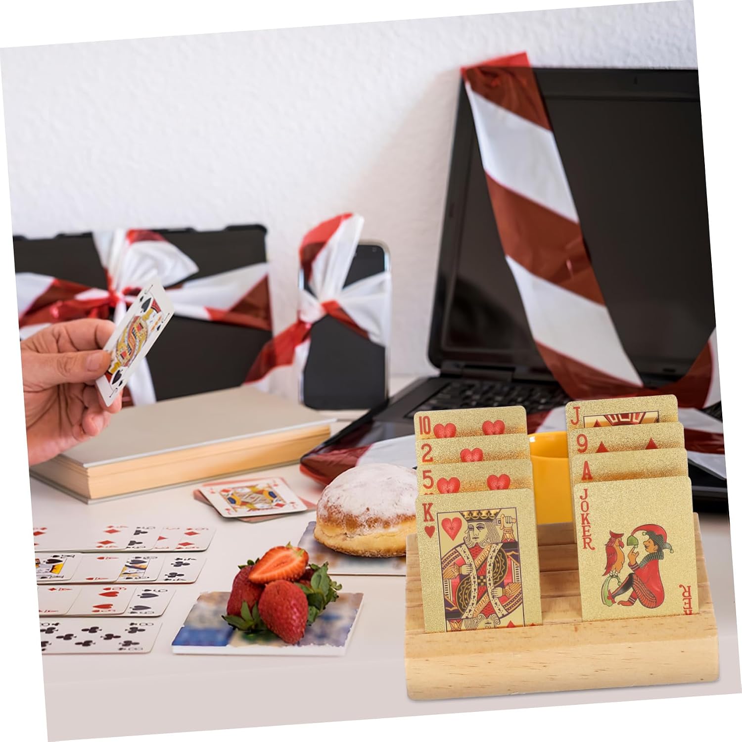 Toddmomy Wood Card Holder Desktop Card Deck Stand for Card Games