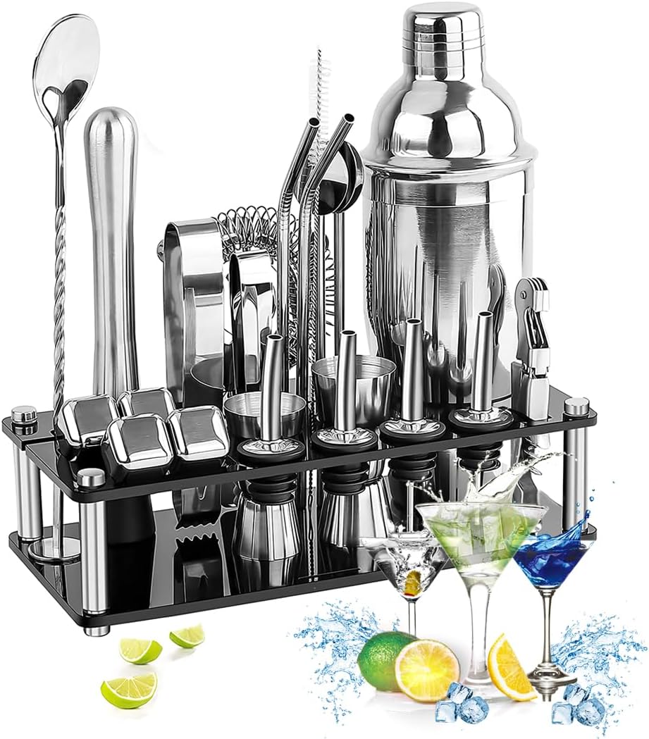 Kit De Coctelería De Acero Inoxidable - 6 Piezas Con Coctelera De 750ml, ¡haz Tragos Como Un Pro!