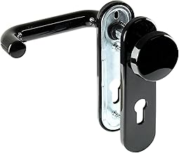 SN-TEC Steel Door FH Door Fitting for Fire Protection Doors, Handle / Knob, Round/Square, Plastic, Black, According to DIN 18273 FS (Change Fitting (Fixed Knob on One Side), Sign Shape: Rounded)