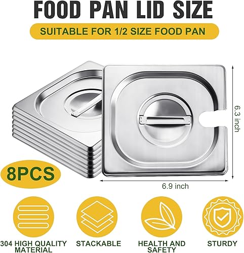Miniatura 2 de Zonon Paquete de 8 fundas para sartenes de mesa de vapor, tapas con muescas para sartenes de hotel, tapas con asas, tapas de bandeja de alimentos