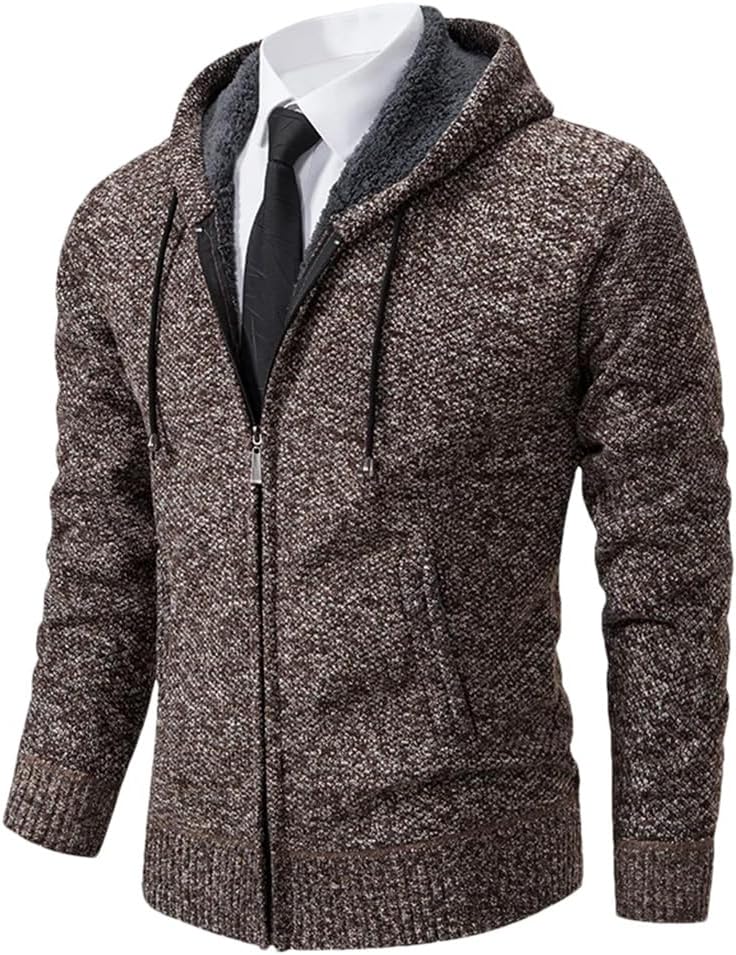 Men's Color Blocked Stand Up Collar Zipper Spliced Knitted Cardigan Jacket Solid Color Casual Loose Business Sweater Jacket