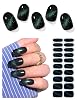 Semi Cured Gel Nail Strips Black Green Cat Eye, 20 Pcs Gel Nail Wraps, Stickers, UV Light Required, Salon Quality, Long Lasting