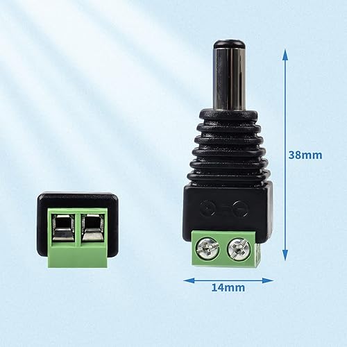 Miniatura 5 de CENTROPOWER 20 conectores de enchufe macho de CC de 12 V 5 A 0.083in x 0.217in, conector adaptador de corriente CC para tira de luz LED y cámara CCTV