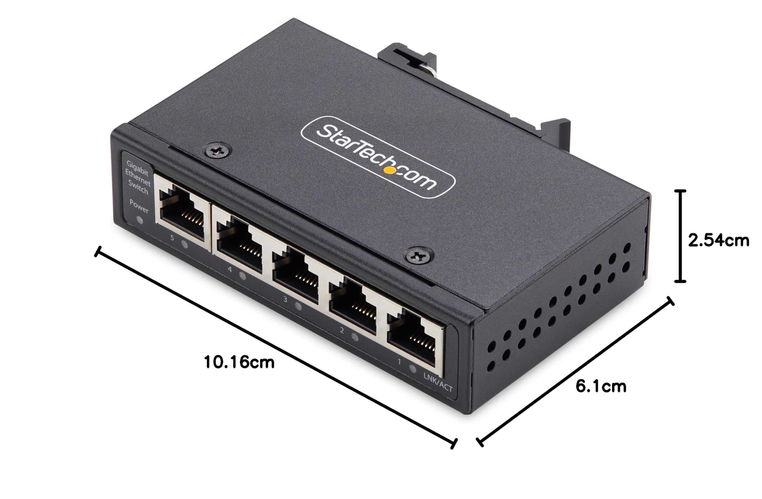 StarTech 5-Port Industrie Netzwerk Switch (I51G-ETHERNET-SWITCH) | Hutschiene und Wandmontage, Gigabit LAN, 1Gb, IP30, 9-60 VDC, lüfterlos