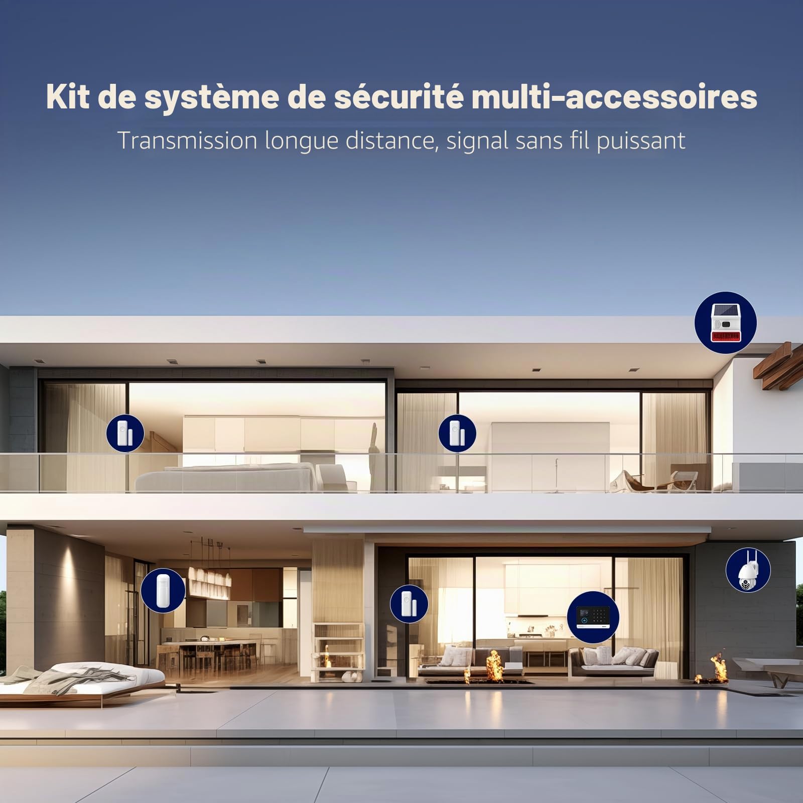 PGST Alarme Maison sans Fil WiFi 4G GSM, système d'alarme sans Fil avec caméra de Surveillance 1080p, Alarme antivol Domestique Compatible avec Alexa Google Home