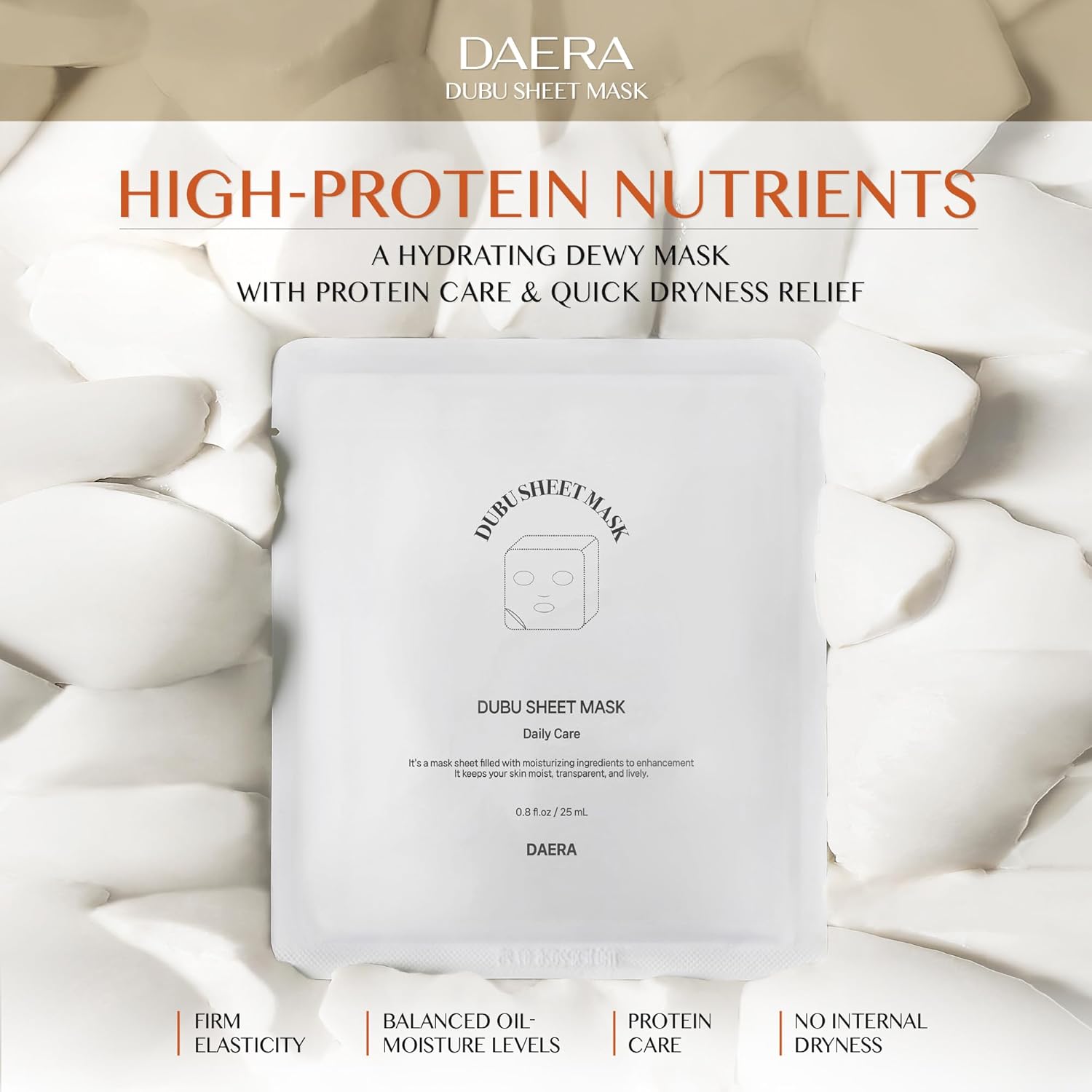 DAERA Korean DUBU 5 Sheets x Facial Mask, Deep Hydrating Repairing Nourishing for Dry and Sensitive Skin, Panthenol, Niacinamide, Adenosin, Korean Moisturizer, Korean Glass Skin - Image 2