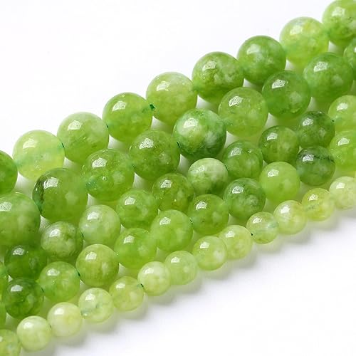 Miniatura 2 de 90 cuentas de jade de encaje verde peridoto natural de 0.157 pulgadas (0.157 in), cuentas espaciadoras redondas sueltas para hacer joyas, pulseras