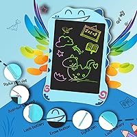 Vista 5 de Tableta de escritura LCD con juguetes de dinosaurio para niños, juguetes azules para niños pequeños con tablero de dibujo, juguete educativo