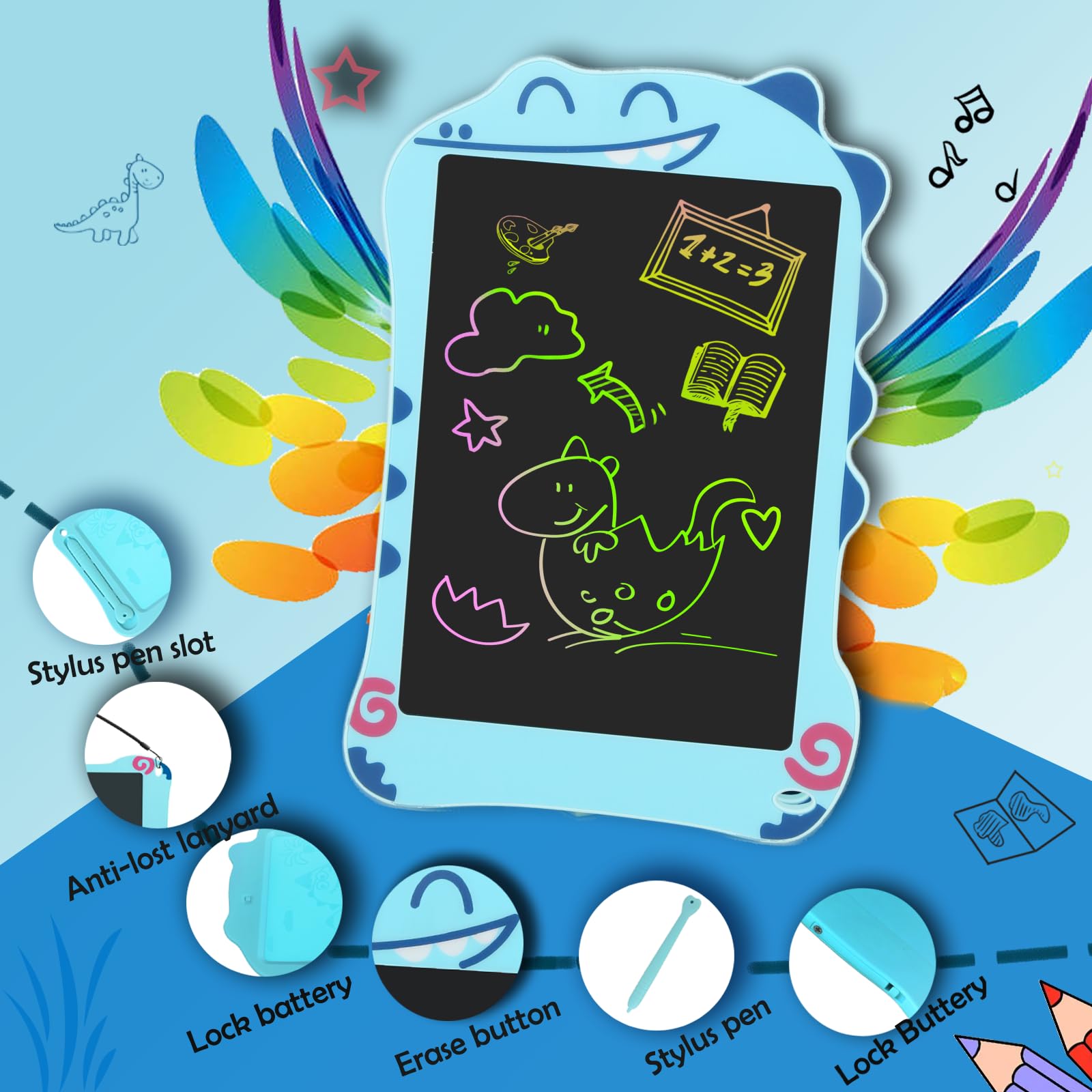 Table de projection de dessin pour enfants – Cadeau dinosaure pour garçons, enfants de 3, 4, 5, 6, 7, 8 ans, chevalet de peinture d'anniversaire pour la maison, l'école, les fêtes dinosaures