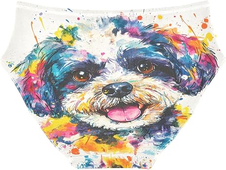 maripooh　1001 RPLIFE Puppy Maltipoo Dog Watercolor Ladies Briefs, Underwear